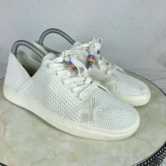 Lucky Brand Sneakers Women Sz 8.5 White Knit Lenuda Casual Lace Up Comfort Shoes - Picture 2 of 11